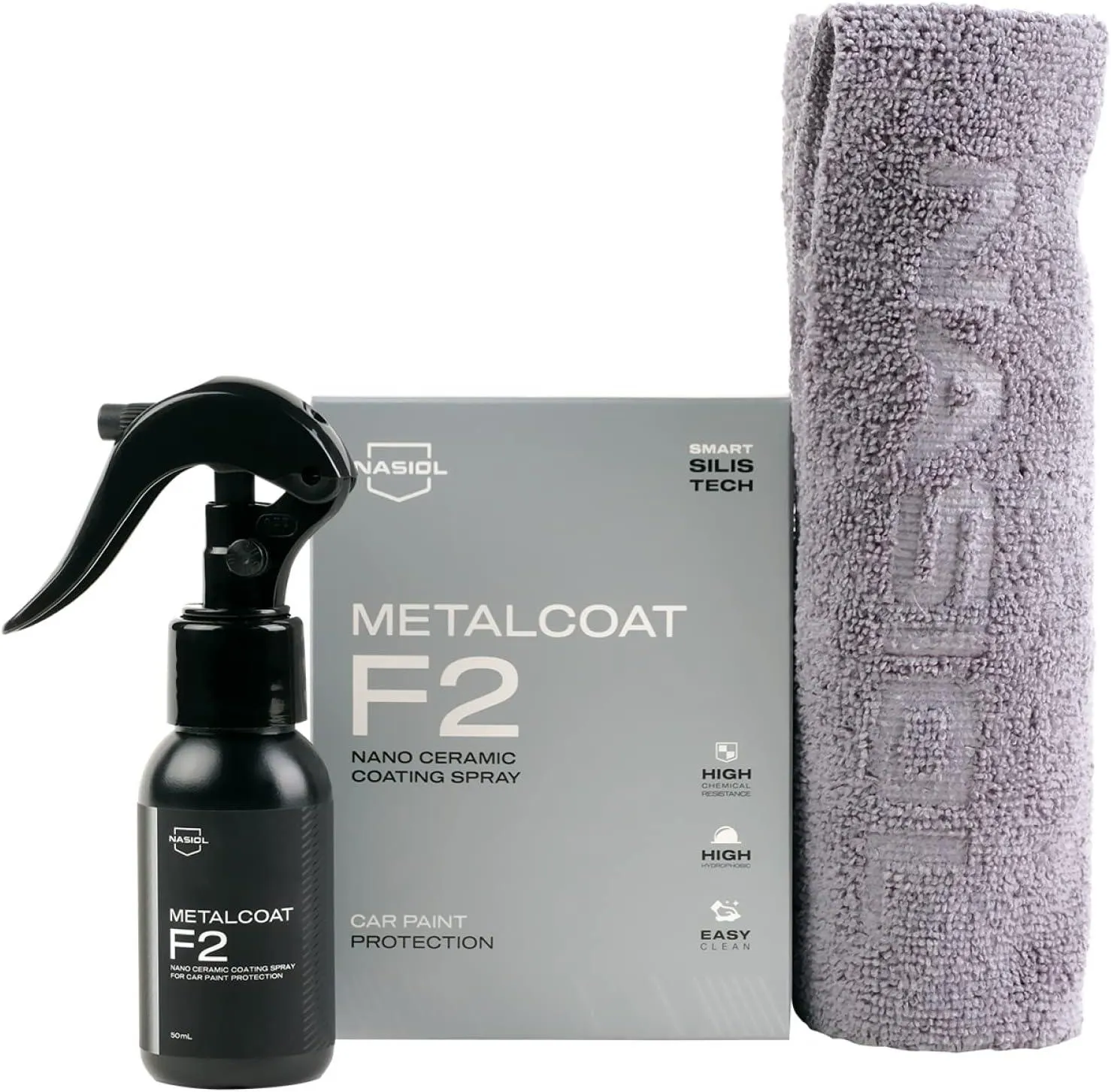 Nasiol MetalCoat F2 Spray-On Ceramic Coating for Fast, Pro-Level Protection Quick Application. Long-Lasting Hydrophobic Performance
